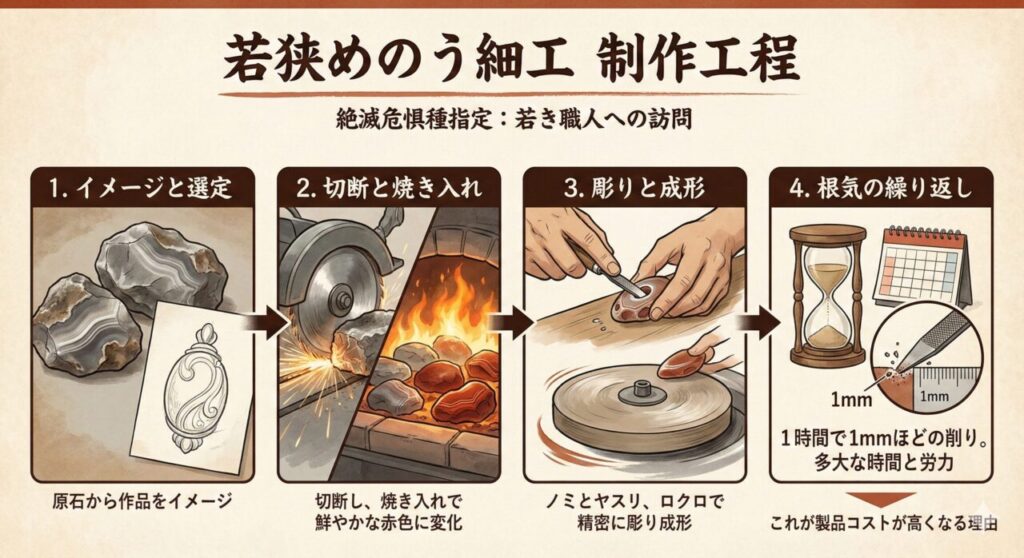 🔧 若狭めのう細工の制作工程