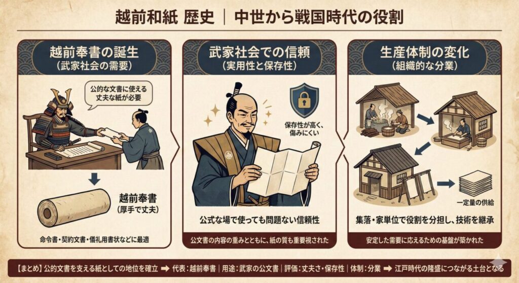 越前和紙 歴史|中世から戦国時代の役割