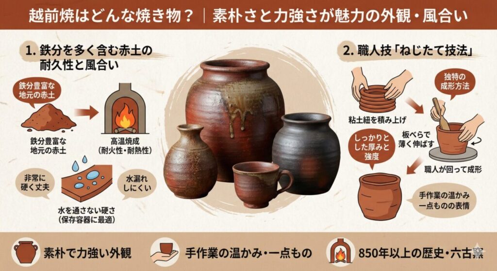 越前焼はどんな焼き物？｜素朴さと力強さが魅力の外観・風合い