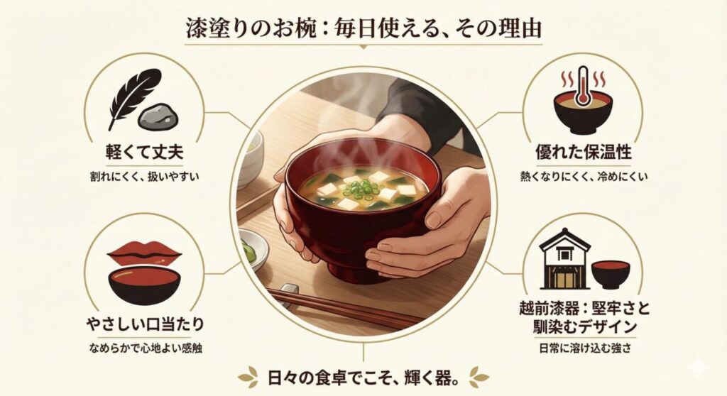 🍵 漆塗りのお椀は普段使いできる？魅力と特徴