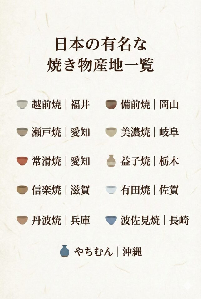 🗾 日本の焼き物産地一覧|有名な焼き物を全国・地域別に紹介