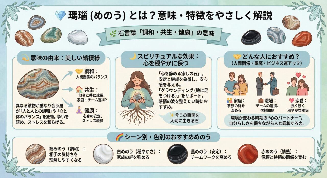 瑪瑙(めのう)の効果・色の意味・選び方|赤・青・黒・白・アゲートの違いを解説