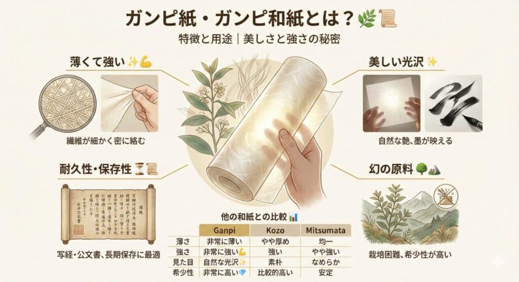 ガンピ紙・ガンピ和紙とは？｜特徴と用途 🌿📜