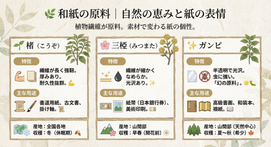 🌿 和紙の原料とは?|まず押さえたい基本ポイント