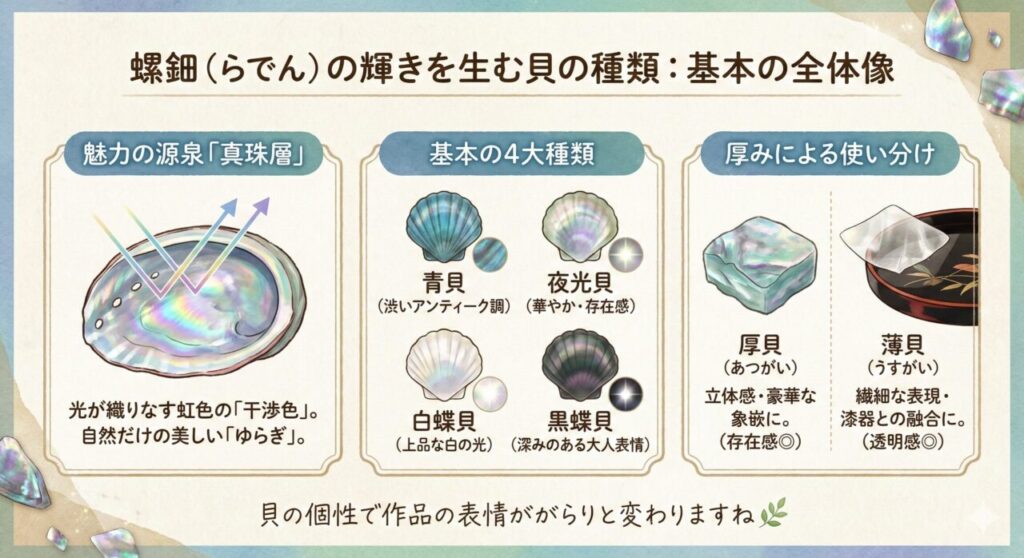 螺鈿 貝にはどんな種類がある?まずは全体をやさしく紹介