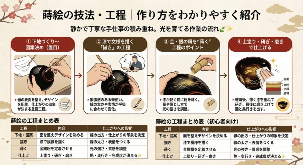 蒔絵の技法・工程|作り方をわかりやすく紹介