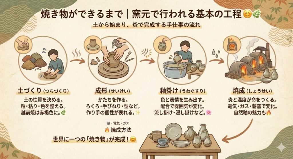 焼き物ができるまで|窯元で行われる基本の工程