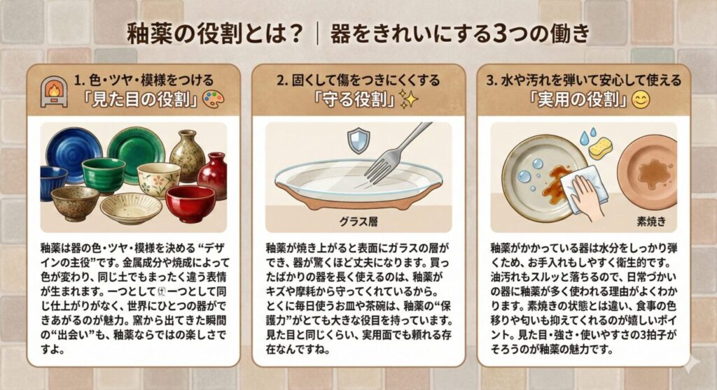 釉薬の役割とは？｜器をきれいにする3つの働き