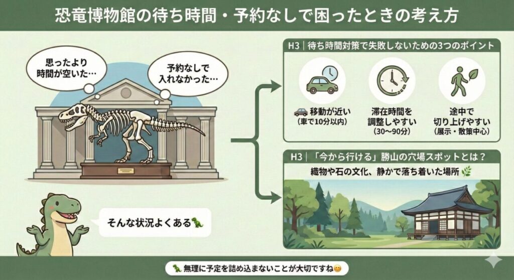 恐竜博物館の待ち時間・予約なしで困ったときの考え方