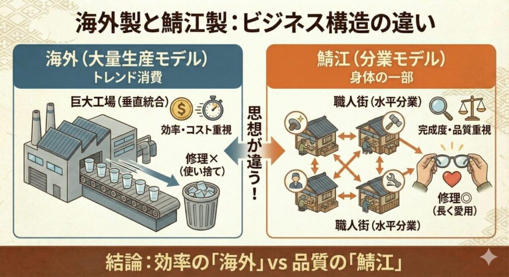 海外製品と比べた鯖江の眼鏡産業の違い