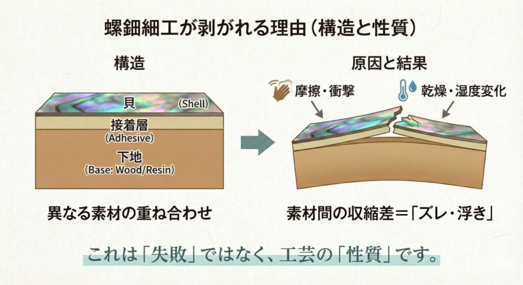 螺鈿細工が剥がれる理由
