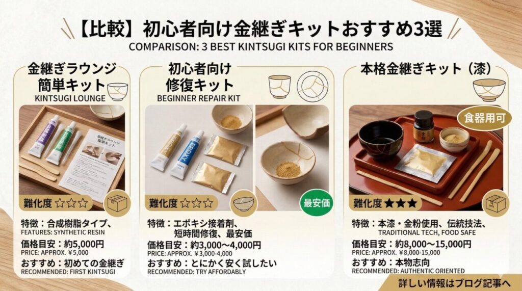 初心者向けおすすめ金継ぎセット|選び方と比較