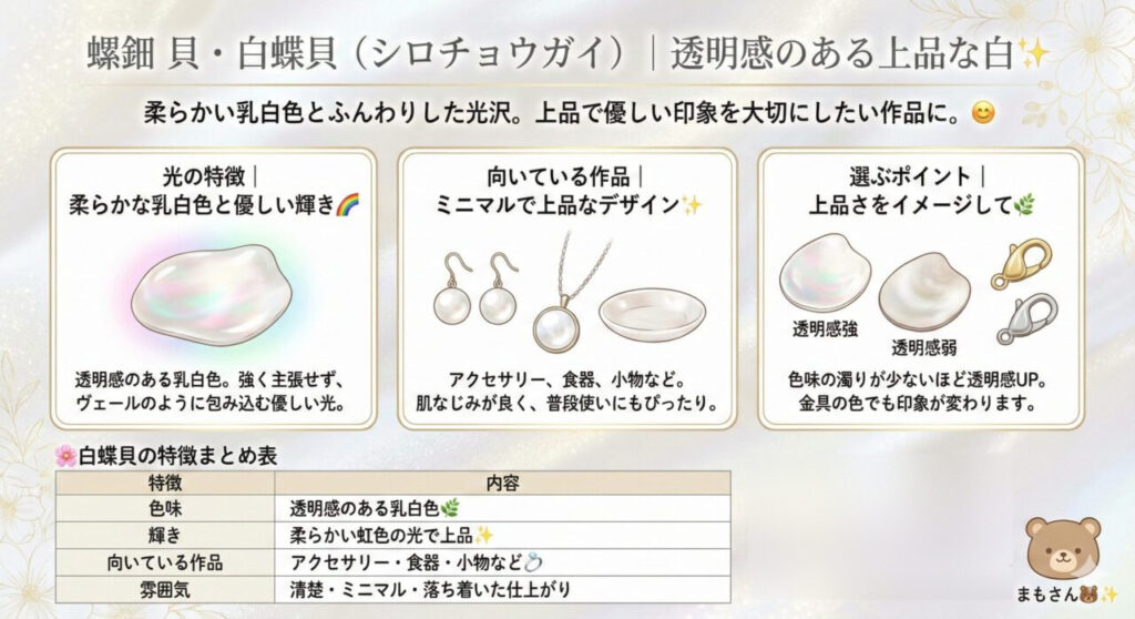 螺鈿 貝・白蝶貝(シロチョウガイ)|透明感のある上品な白(3)